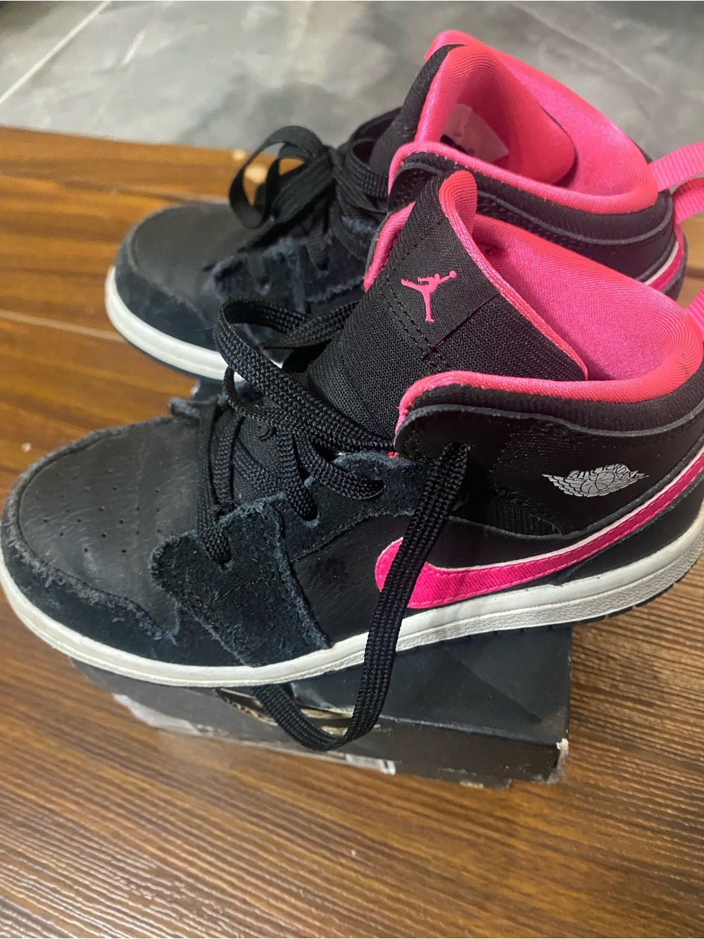 Kids Black & Pink High-Top Sneakers - Jordan Style